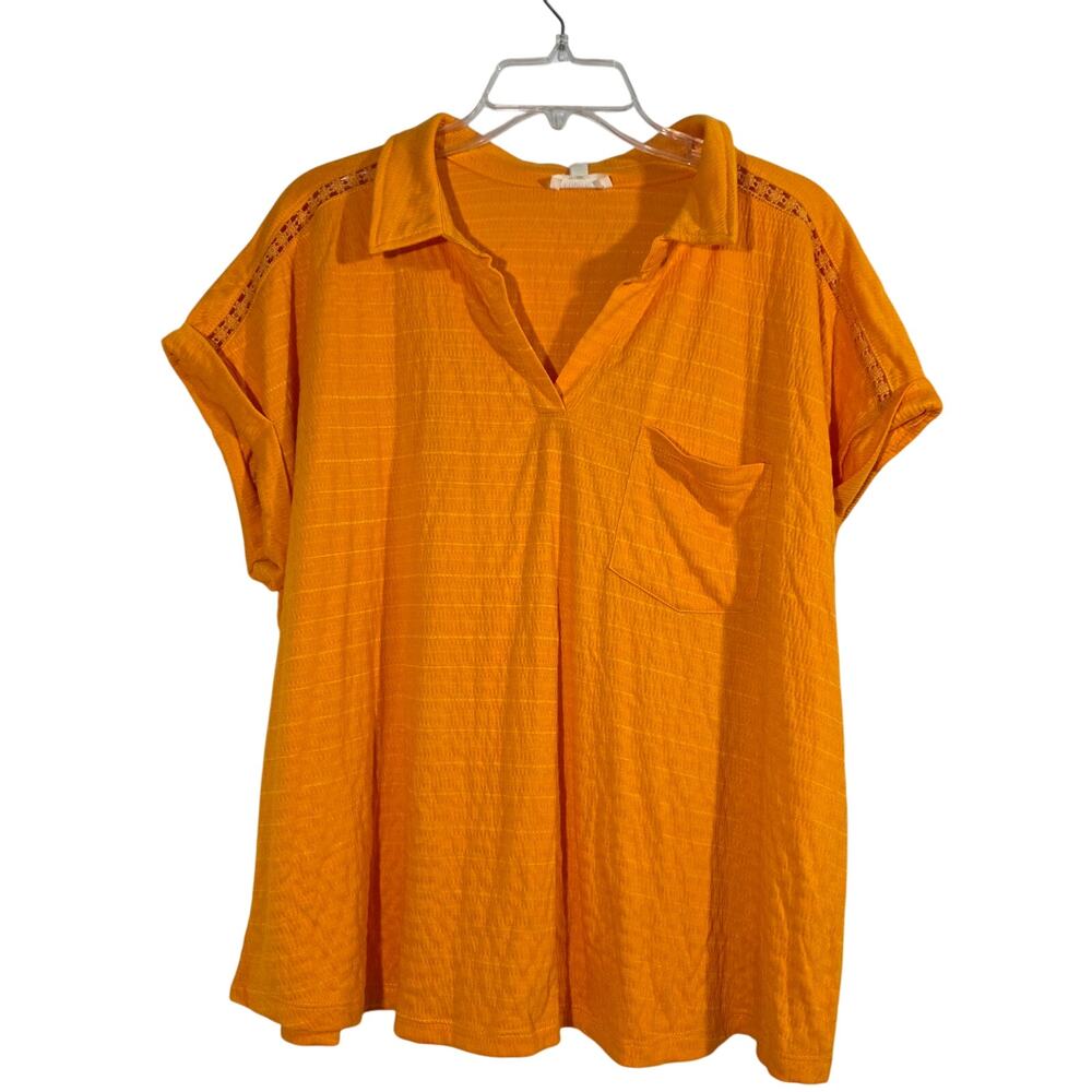 Como blue plus size 2x orange drop shoulder sleeveless crinkled knit top NEW Tag